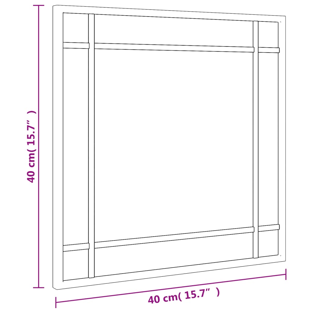 vidaXL Καθρέφτης Τοίχου Τετράγωνος Μαύρος 40 x 40 εκ. από Σίδερο