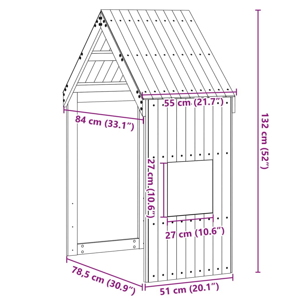 vidaXL Οροφή Κρεβατιού Παιδική 55x84x132 εκ. από Μασίφ Ξύλο Πεύκου