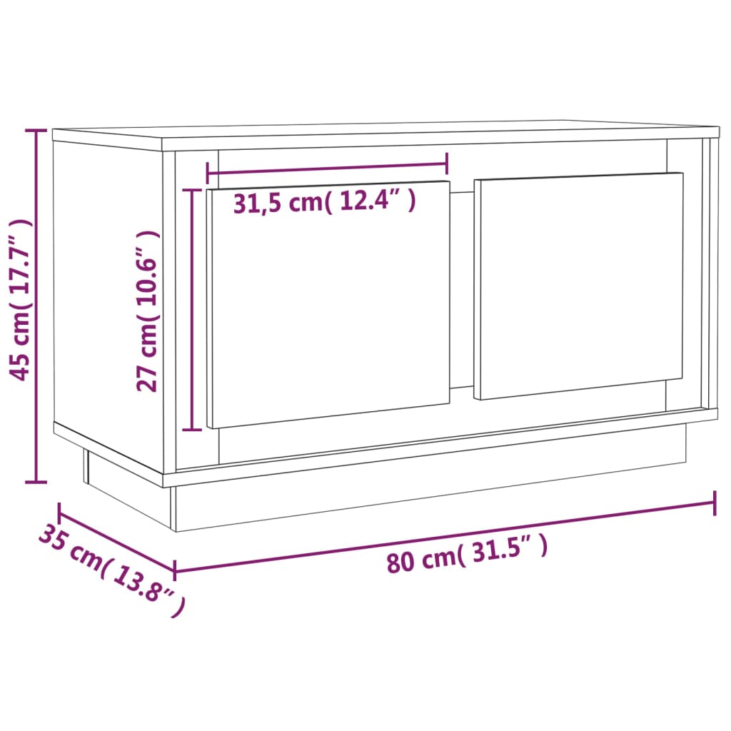 vidaXL Έπιπλο Τηλεόρασης Γκρι Sonoma 80x35x45 εκ. από Επεξεργ. Ξύλο