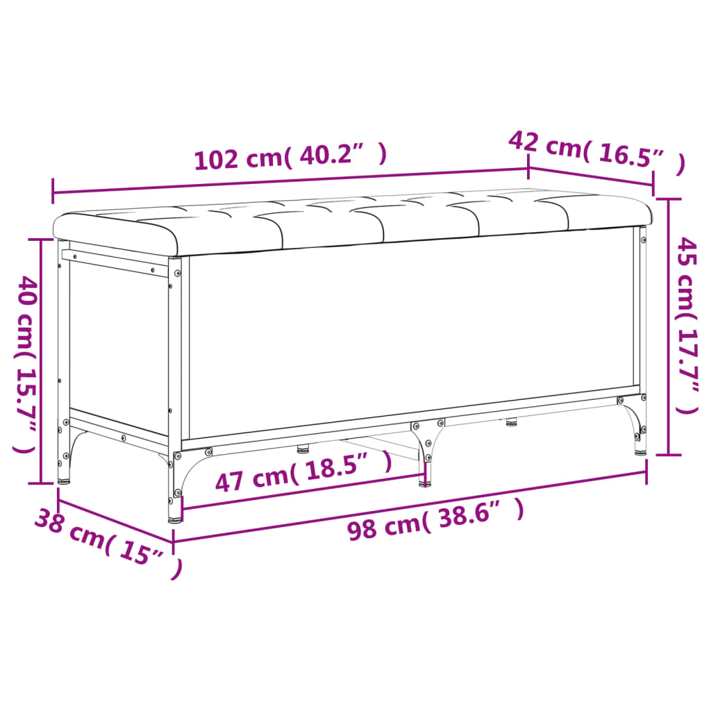 vidaXL Παγκάκι Αποθήκευσης Sonoma Δρυς 102x42x45 εκ. Επεξ. Ξύλο