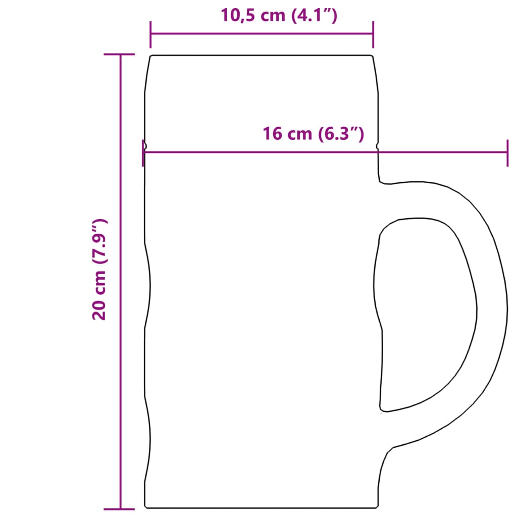 vidaXL Κούπα Μπίρας με Λαβή Γυάλινη 6 Τεμ. 1000 ml