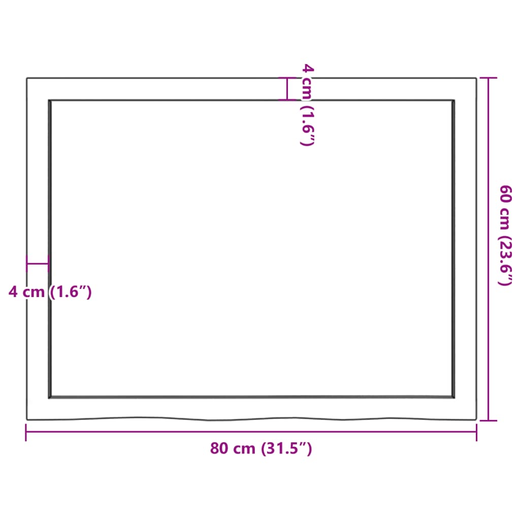 vidaXL Επιφ Τραπεζιού Αν Καφέ 80x60x(2-6)εκ. Επεξ. Μασίφ Ξύλο Δρυός