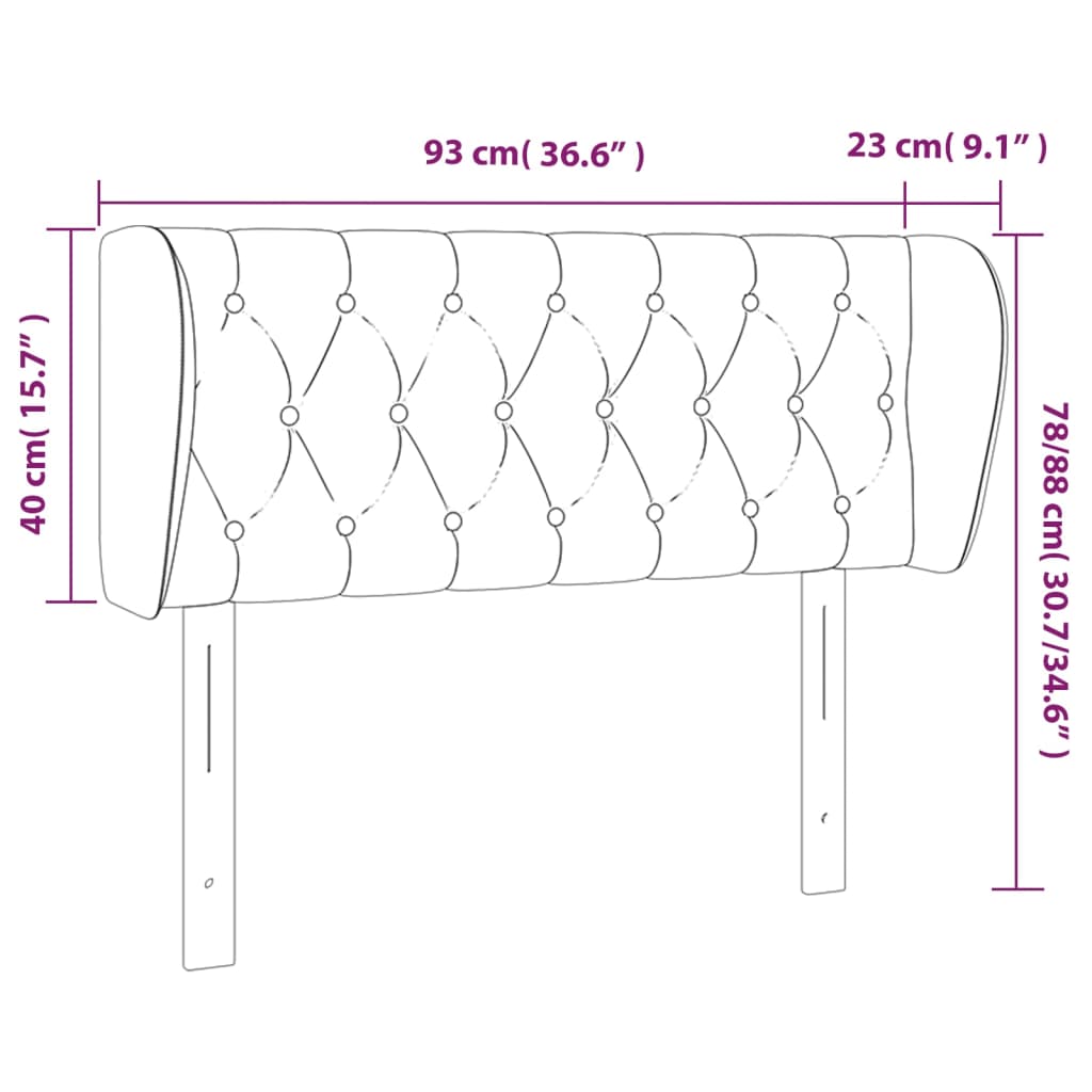 vidaXL Κεφαλάρι με Πτερύγια Ανοιχτό Γκρι 93x23x78/88 εκ. Υφασμάτινο