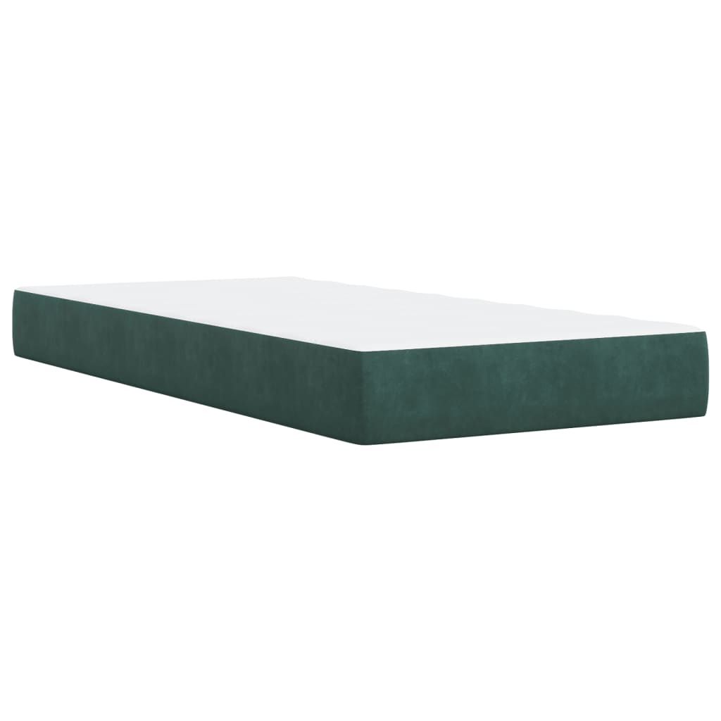 vidaXL Κρεβάτι Boxspring με Στρώμα Σκούρο Πράσινο 100x200εκ. Βελούδινο