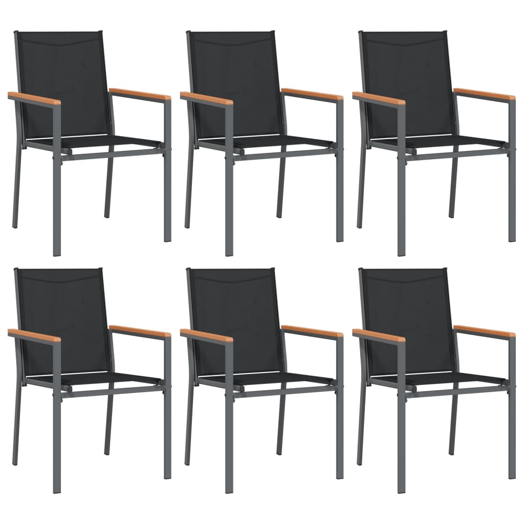 vidaXL Καρέκλες Κήπου 6 τεμ. Μαύρες 55x61,5x90 εκ από Textilene/Ατσάλι