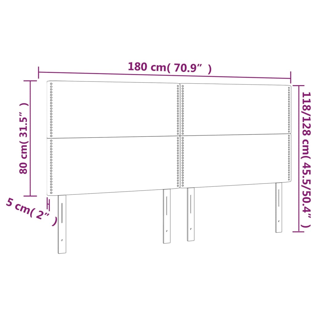 vidaXL Κεφαλάρι Κρεβατιού LED Ροζ 180x5x118/128 εκ. Βελούδινο