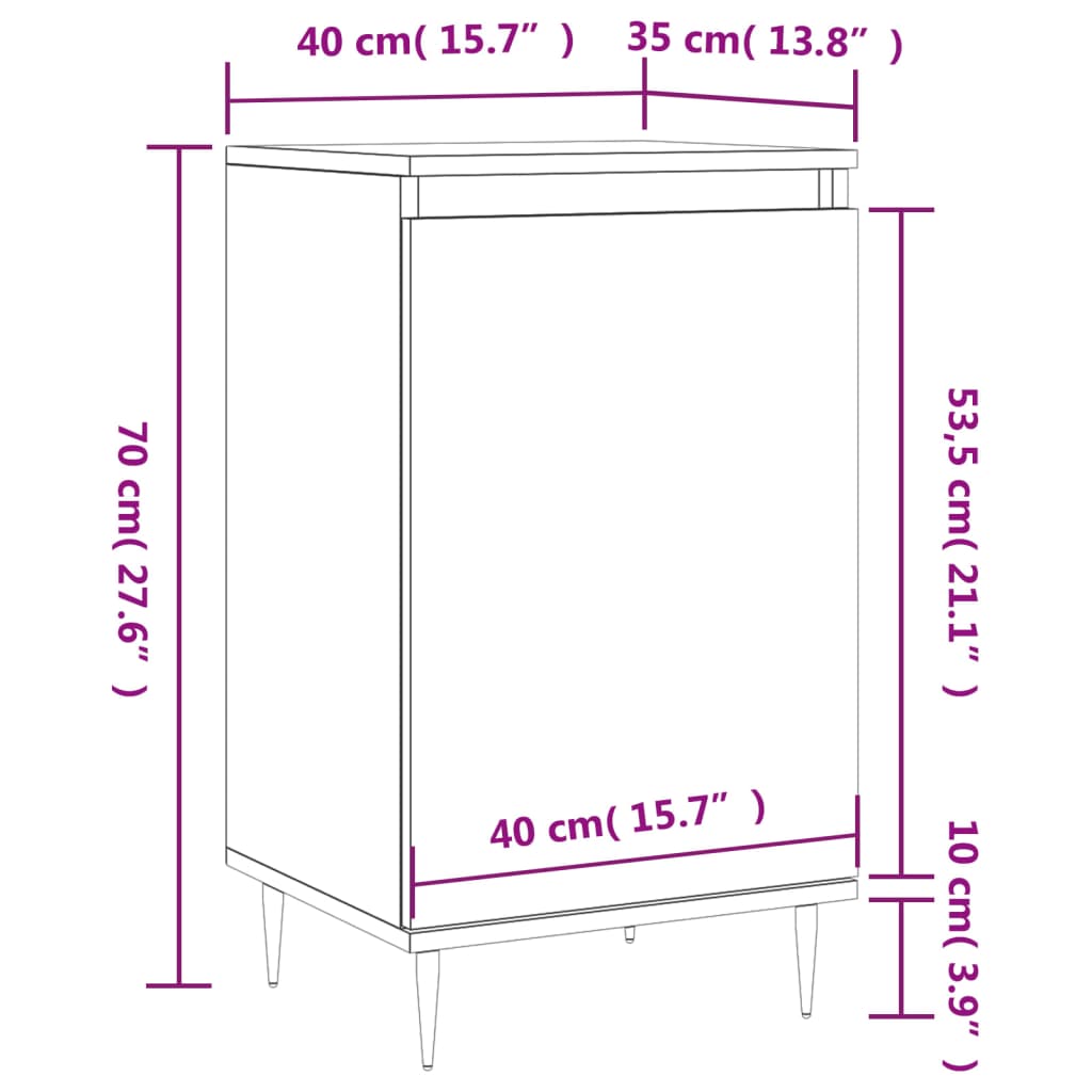 vidaXL Ντουλάπια 2 τεμ. Γκρι Sonoma 40x35x70 εκ. Επεξεργασμένο Ξύλο