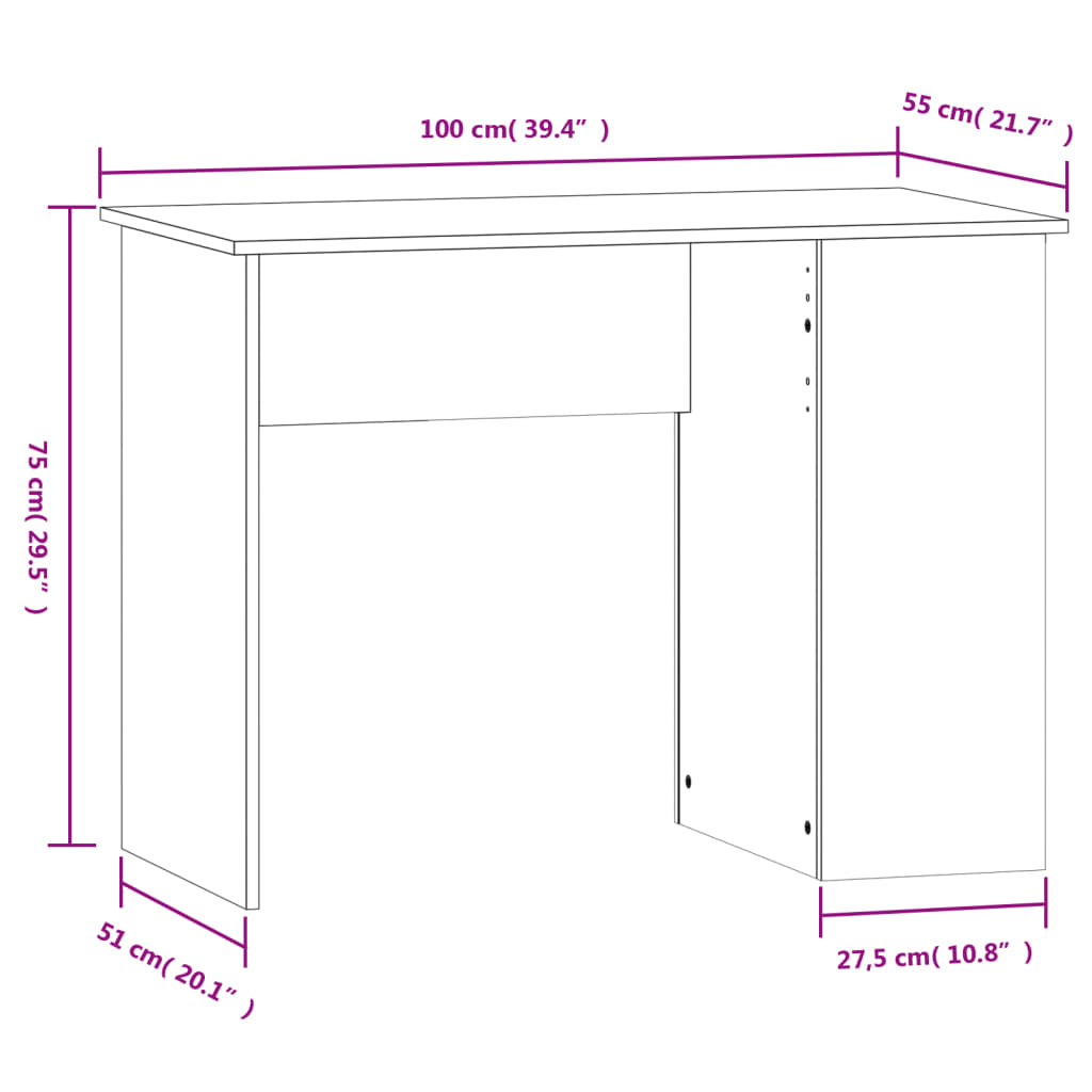 vidaXL Γραφείο Γκρι Sonoma 100x55x75 εκ. από Επεξεργασμένο Ξύλο