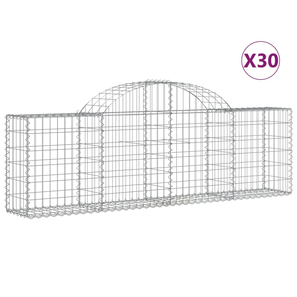 vidaXL Συρματοκιβώτια Τοξωτά 30 τεμ. 200x30x60/80 εκ. Γαλβαν. Ατσάλι