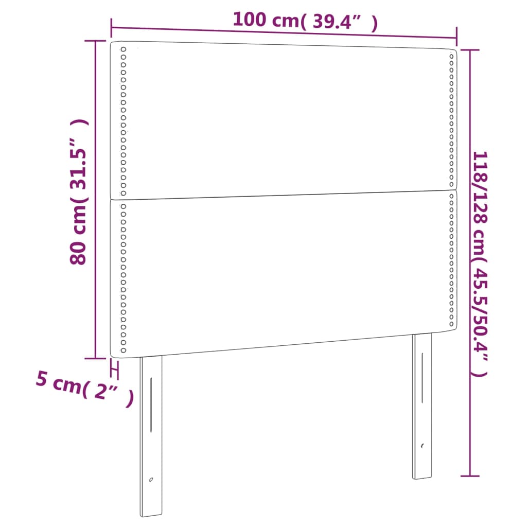 vidaXL Κεφαλάρι Κρεβατιού LED Μαύρο 100x5x118/128 εκ