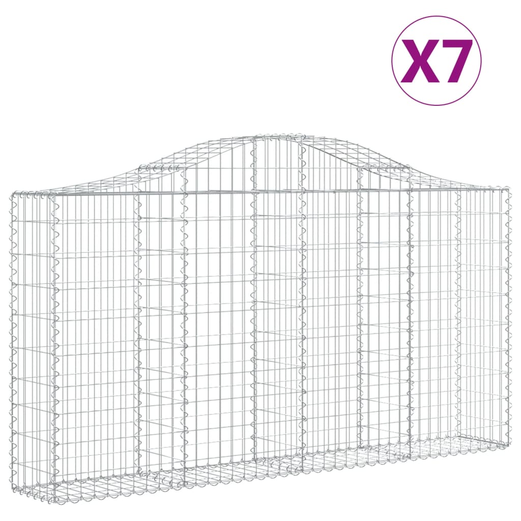 vidaXL Συρματοκιβώτια Τοξωτά 7 τεμ. 200x30x100/120 εκ. Γαλβαν. Ατσάλι