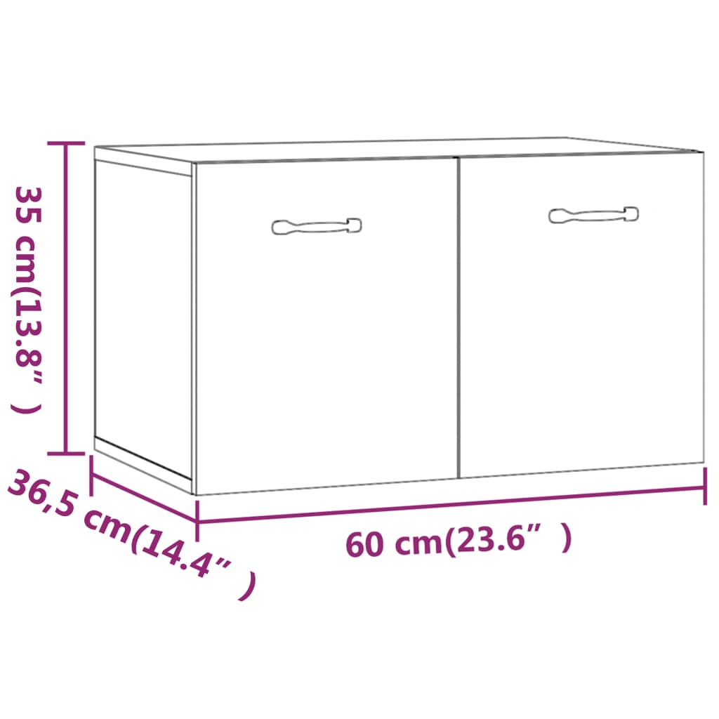 vidaXL Ντουλάπι Τοίχου Λευκό 60 x 36,5 x 35 εκ. από Επεξεργασμένο Ξύλο