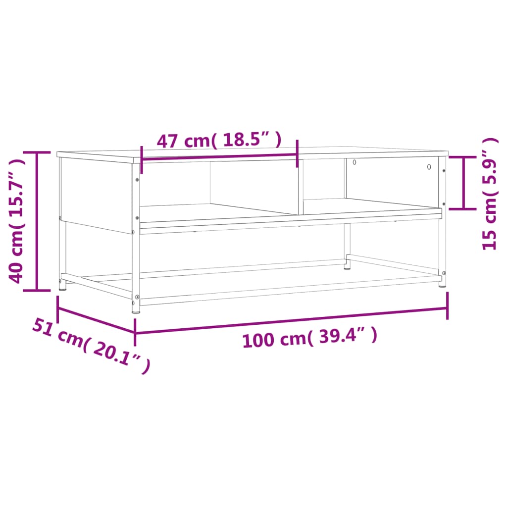 vidaXL Τραπεζάκι Σαλονιού Καφέ Δρυς 100x51x40 εκ. Επεξεργασμ. Ξύλο