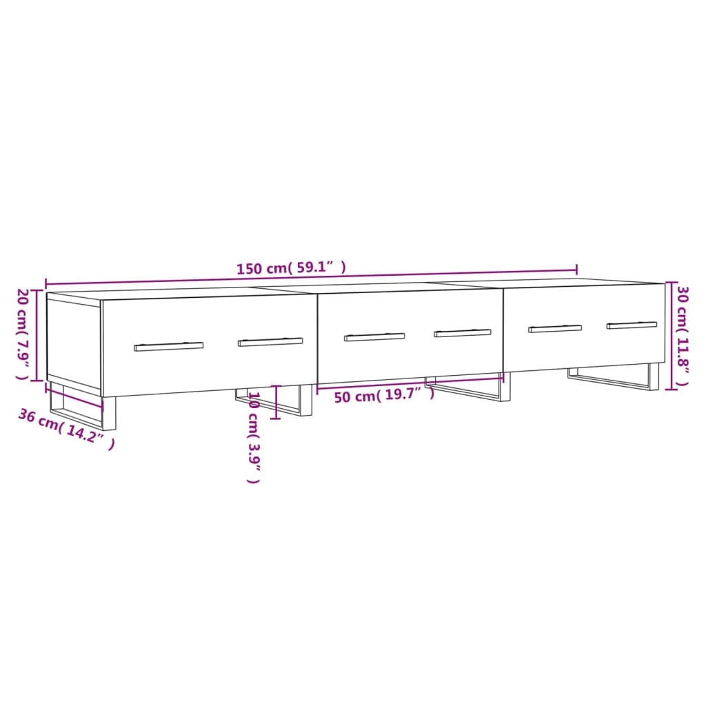 vidaXL Έπιπλο Τηλεόρασης Sonoma Δρυς 150x36x30 εκ. Επεξεργασμένο Ξύλο