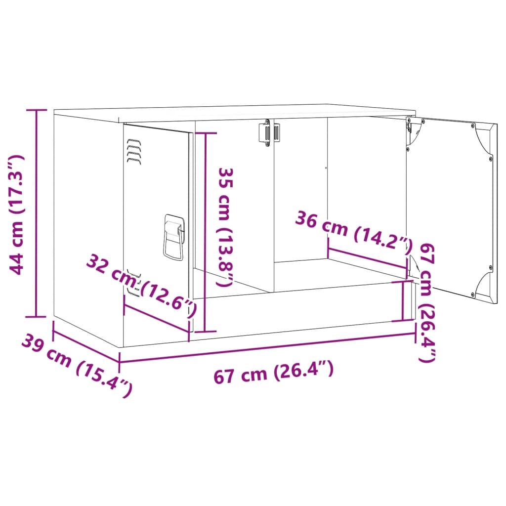 vidaXL Έπιπλο Τηλεόρασης Πράσινο Λαδί 67x39x44 εκ. από Ατσάλι