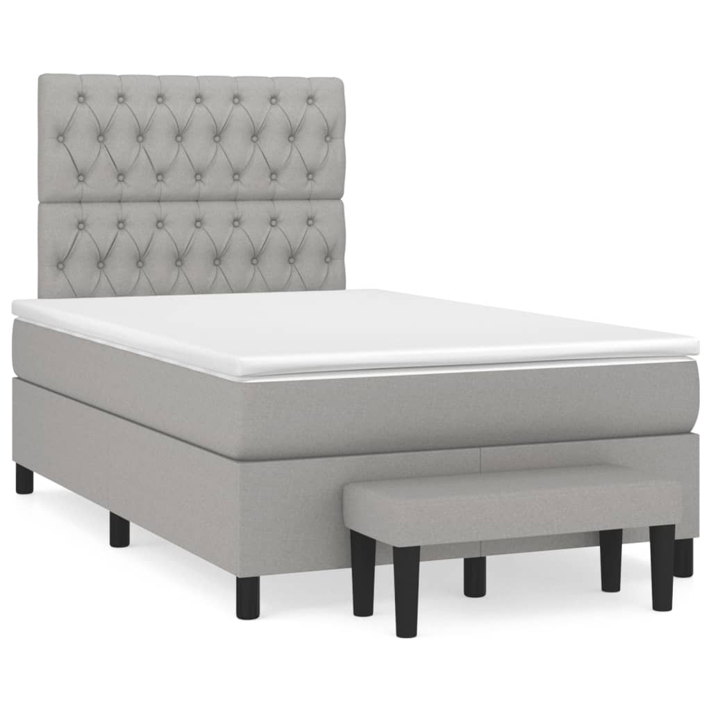 vidaXL Κρεβάτι Boxspring με Στρώμα Ανοιχτό Γκρι 120x190 εκ. Υφασμάτινο