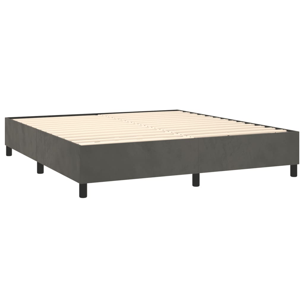 vidaXL Κρεβάτι Boxspring με Στρώμα Σκούρο Γκρι 200x200 εκ. Βελούδινο