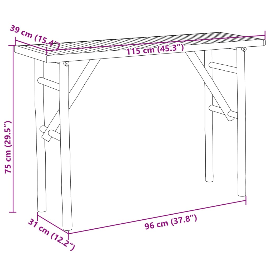 vidaXL Τραπέζι Κονσόλα 115 x 39 x 75 εκ. από Μπαμπού