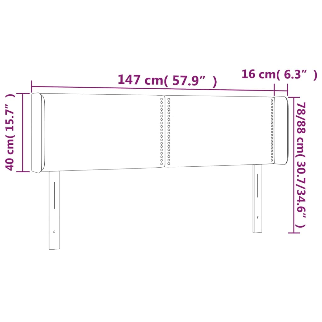 vidaXL Κεφαλάρι Κρεβατιού LED Λευκό 147x16x78/88 εκ. Συνθετ. Δέρμα