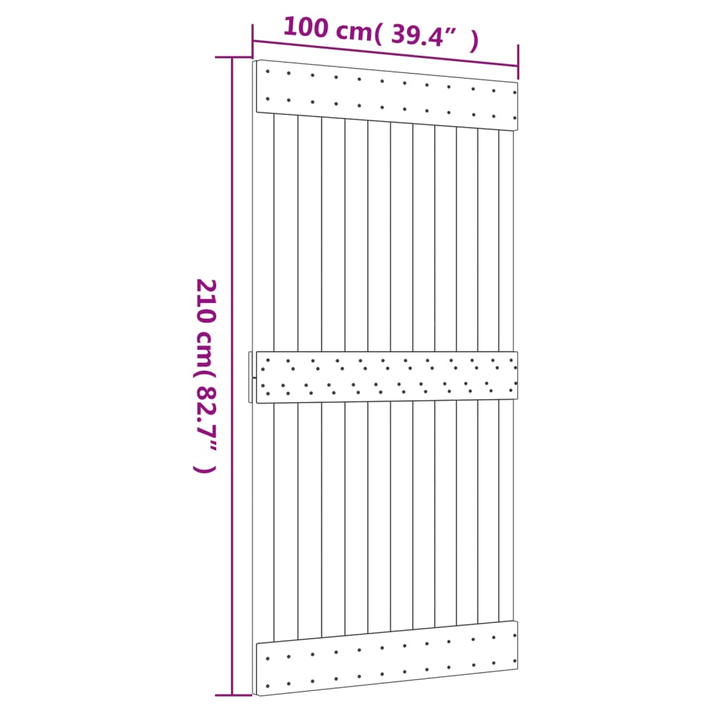 vidaXL Πόρτα NARVIK 100 x 210 εκ. από Μασίφ Ξύλο Πεύκου