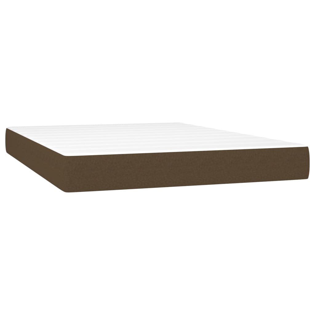 vidaXL Κρεβάτι Boxspring με Στρώμα Σκούρο Καφέ 140x200 εκ Υφασμάτινο