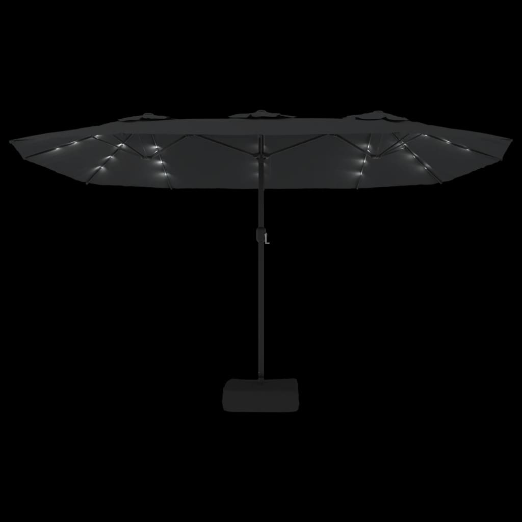 vidaXL Ομπρέλα με Διπλή Κορυφή και LED Ανθρακί 449 x 245 εκ.
