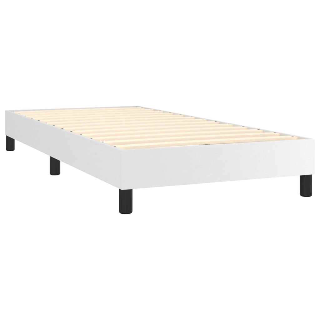 vidaXL Κρεβάτι Boxspring με Στρώμα Λευκό 90x200εκ. από Συνθετικό Δέρμα