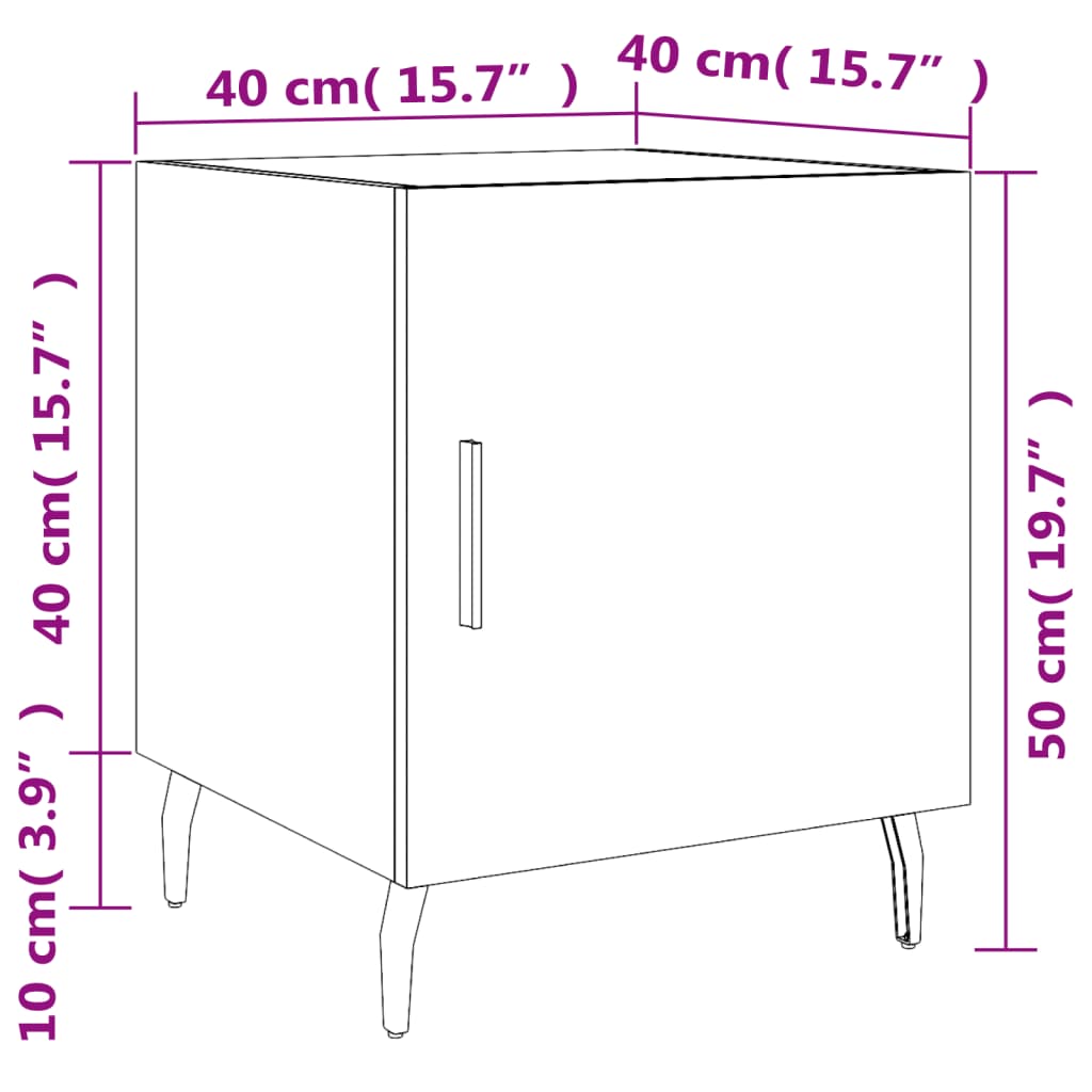 vidaXL Κομοδίνο Γκρι Sonoma 40 x 40 x 50 εκ. από Επεξεργασμένο Ξύλο