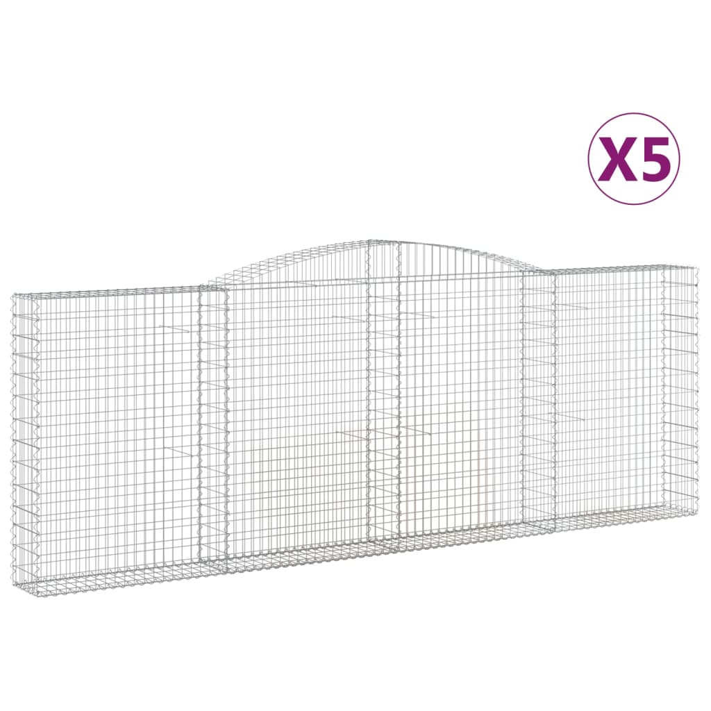 vidaXL Συρματοκιβώτια Τοξωτά 5 τεμ. 400x30x140/160 εκ. Γαλβαν. Ατσάλι