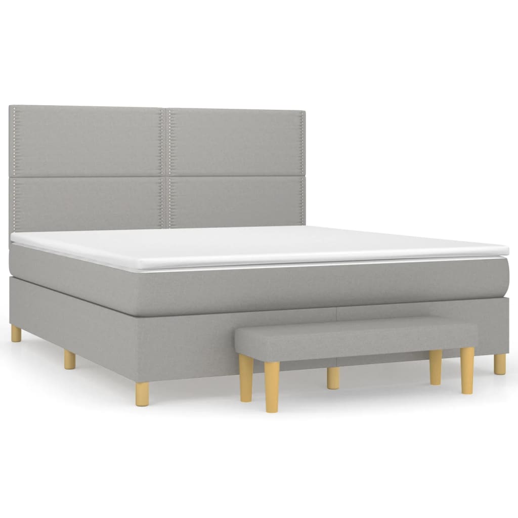 vidaXL Κρεβάτι Boxspring με Στρώμα Ανοιχτό Γκρι 180x200 εκ. Υφασμάτινο