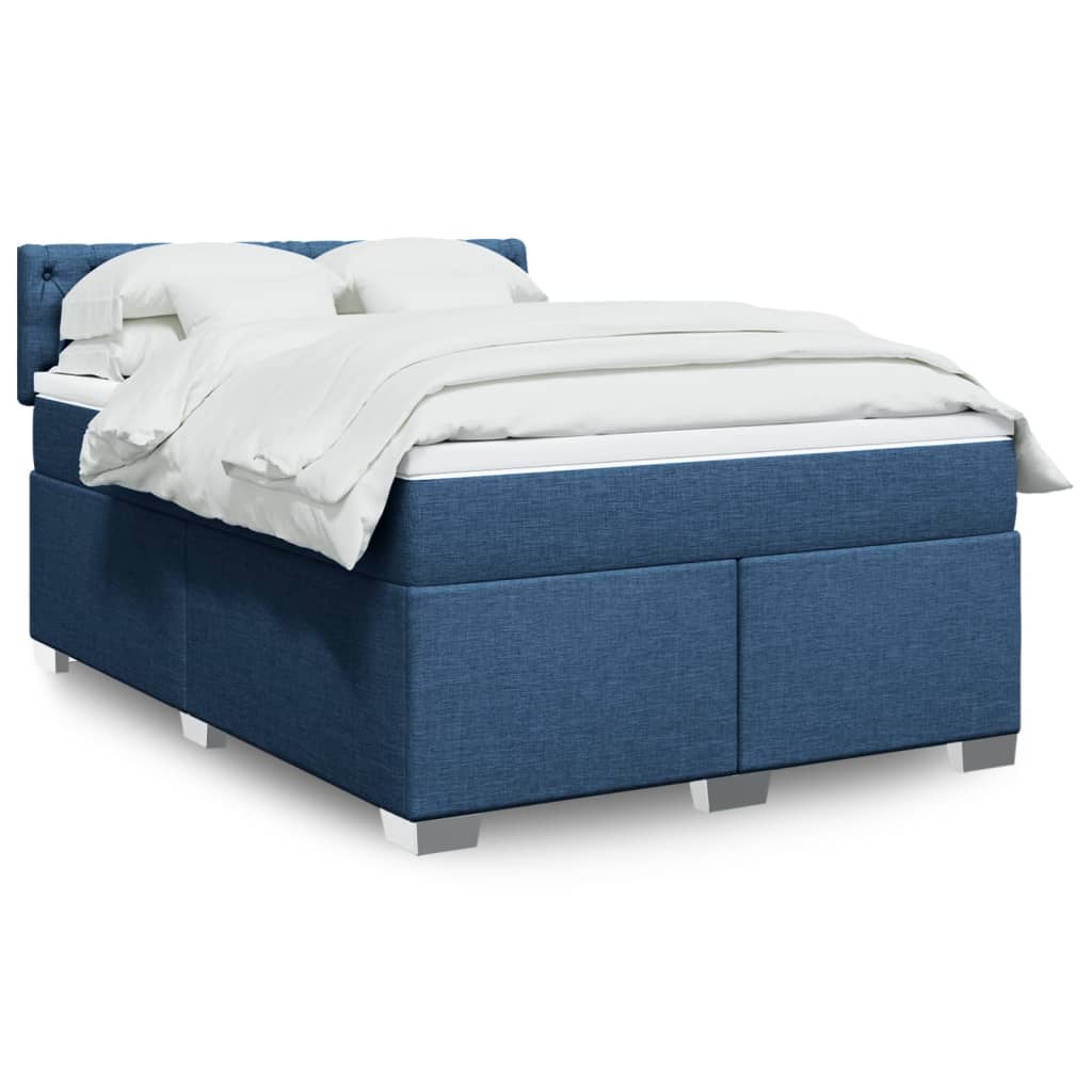 vidaXL Κρεβάτι Boxspring με Στρώμα Μπλε 160x200 εκ. Υφασμάτινο