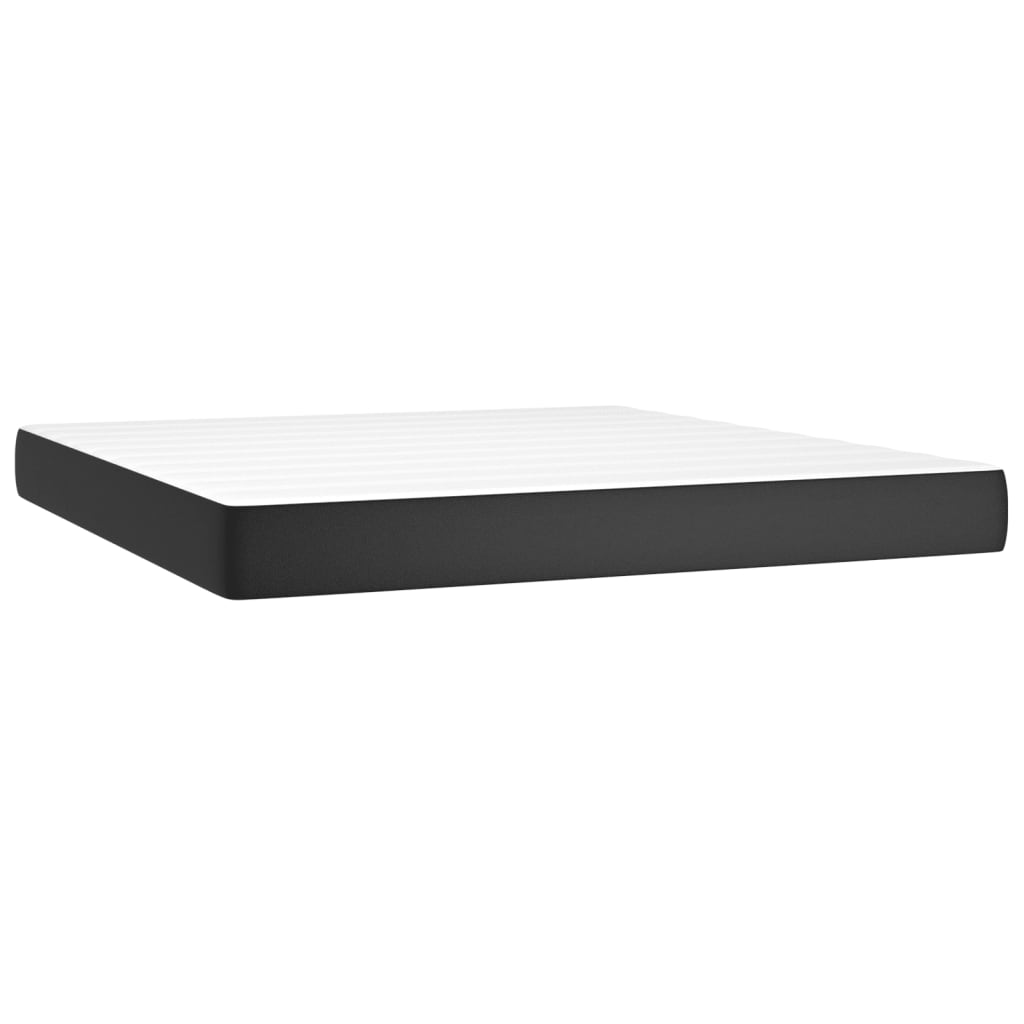 vidaXL Κρεβάτι Boxspring με Στρώμα Μαύρο 180x200εκ.από Συνθετικό Δέρμα