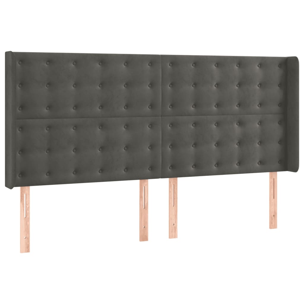 vidaXL Κρεβάτι Boxspring με Στρώμα Σκούρο Γκρι 180x200 εκ. Βελούδινο