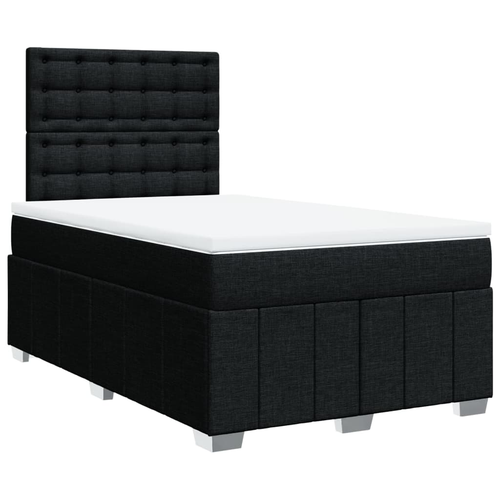 vidaXL Κρεβάτι Boxspring με Στρώμα Μαύρο 120x200 εκ. Υφασμάτινο