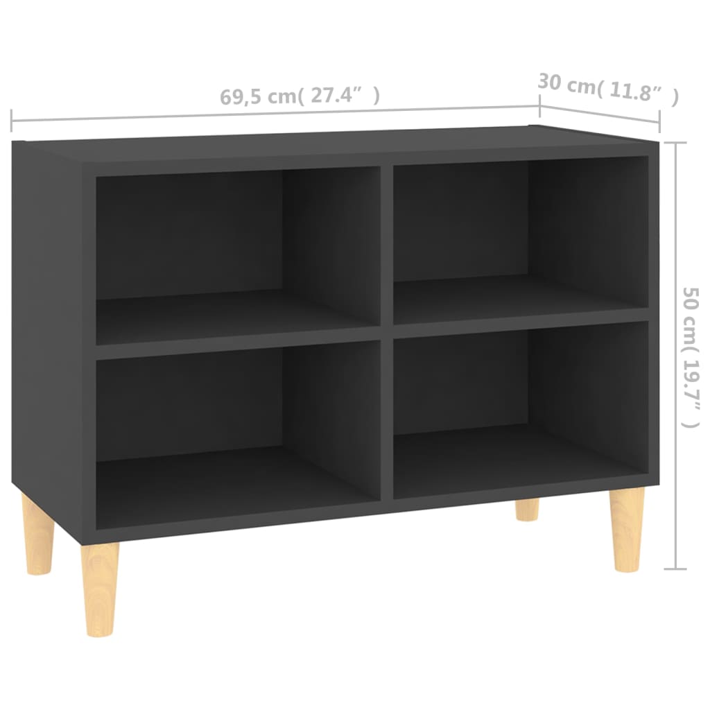 vidaXL Έπιπλο Τηλεόρασης Γκρι 69,5 x 30 x 50 εκ. με Μασίφ Ξύλινα Πόδια