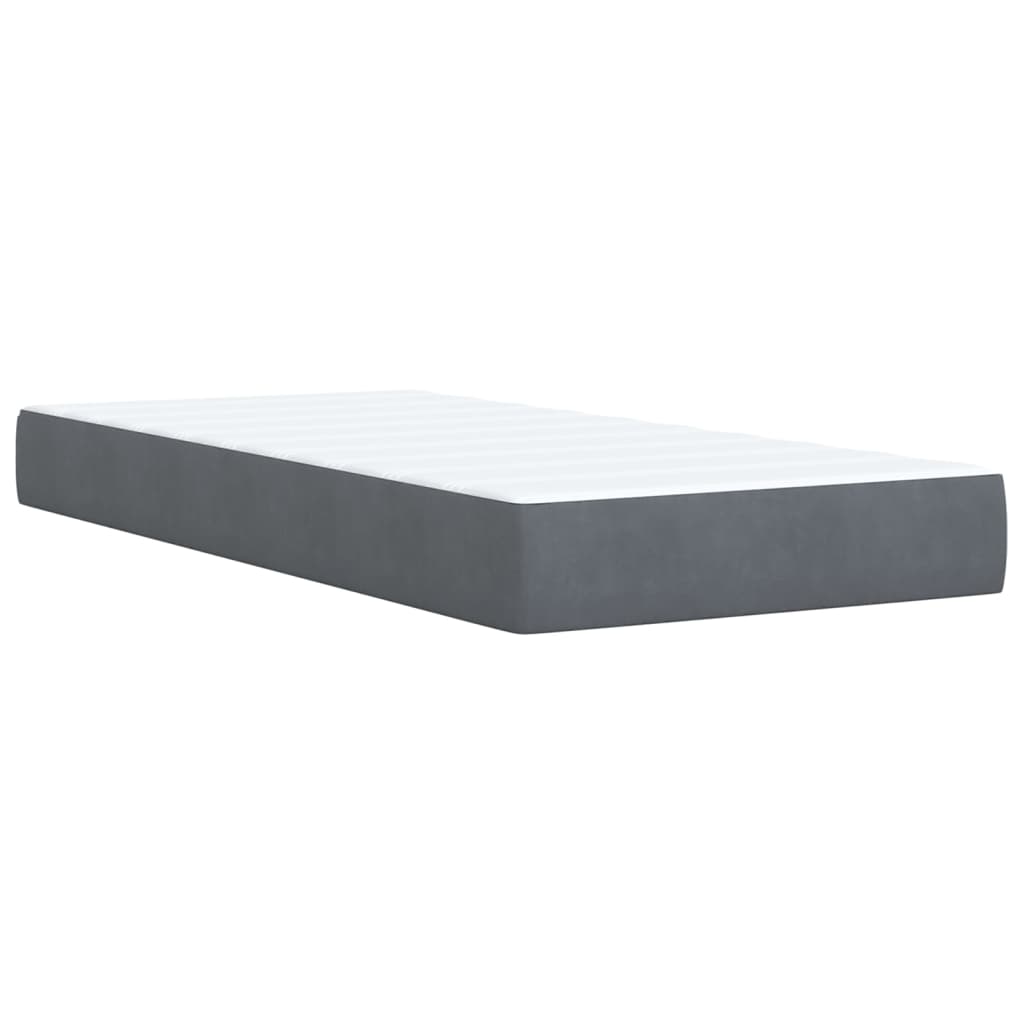 vidaXL Κρεβάτι Boxspring με Στρώμα Σκούρο Γκρι 80x200 εκ. Βελούδινο