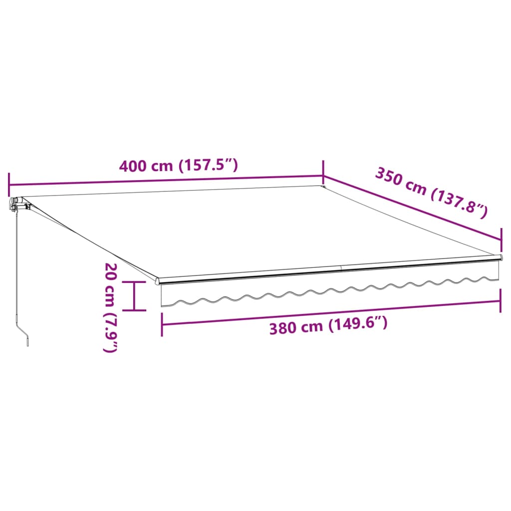 vidaXL Τέντα Πτυσσόμενη Χειροκίνητη Καφέ 400x350 εκ.