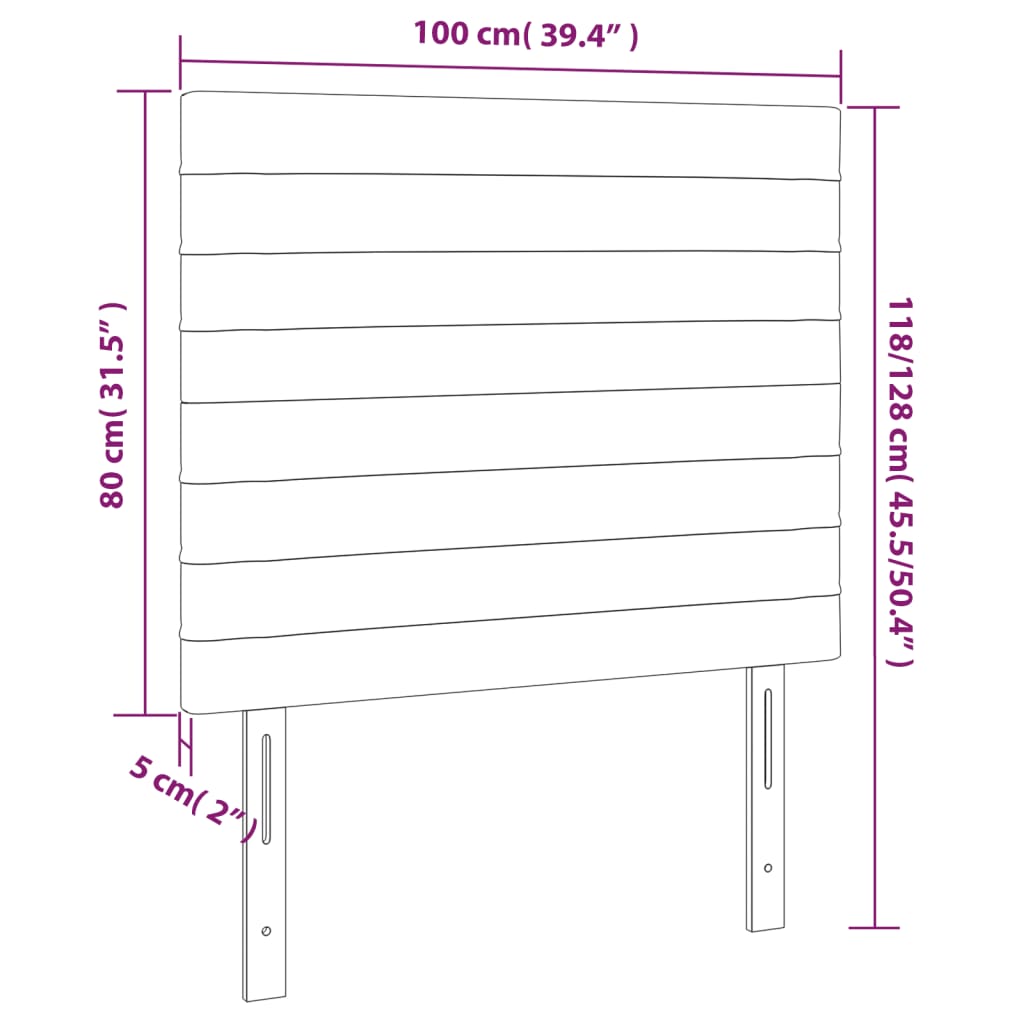 vidaXL Κεφαλάρια Κρεβατιού 2 τεμ. Μαύρο 100x5x78/88 εκ. Υφασμάτινο