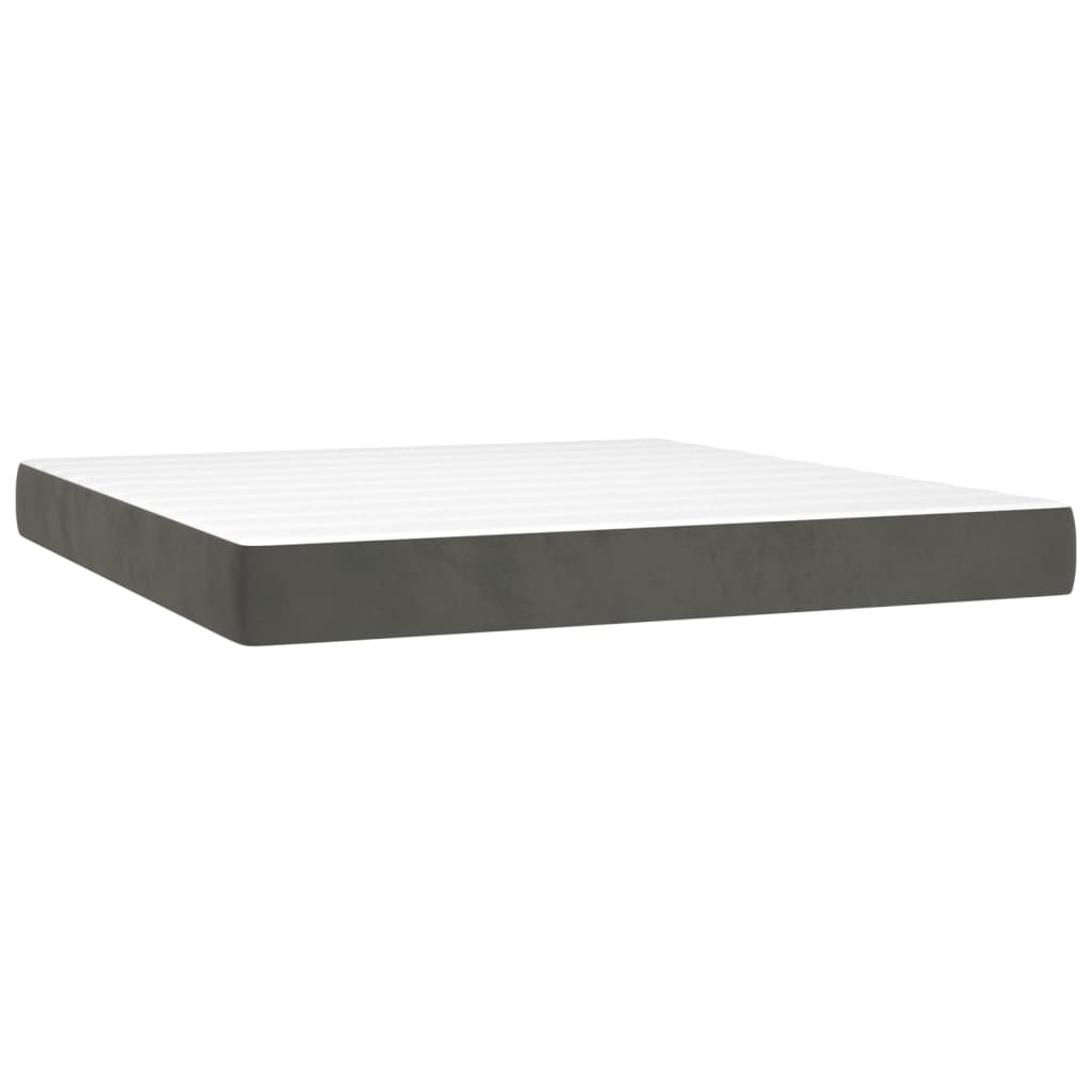 vidaXL Κρεβάτι Boxspring με Στρώμα Σκούρο Γκρι 180x200 εκ. Βελούδινο