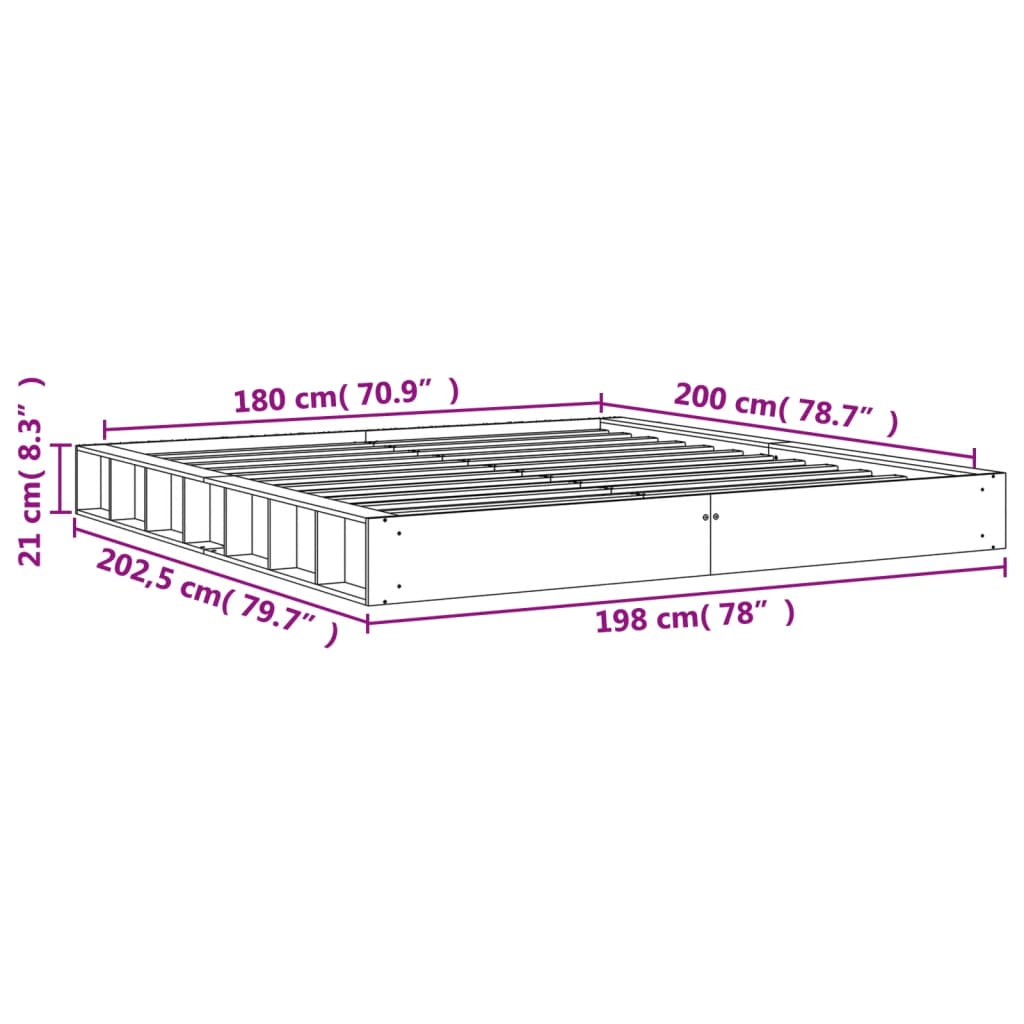 vidaXL Σκελετός Κρεβ. Χωρίς Στρώμα Καφέ Κεριού 180x200 εκ Μασίφ Πεύκο