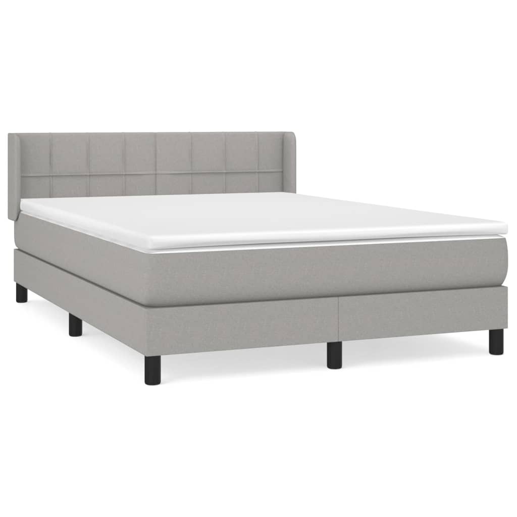 vidaXL Κρεβάτι Boxspring με Στρώμα Ανοιχτό Γκρι 140x200 εκ. Υφασμάτινο