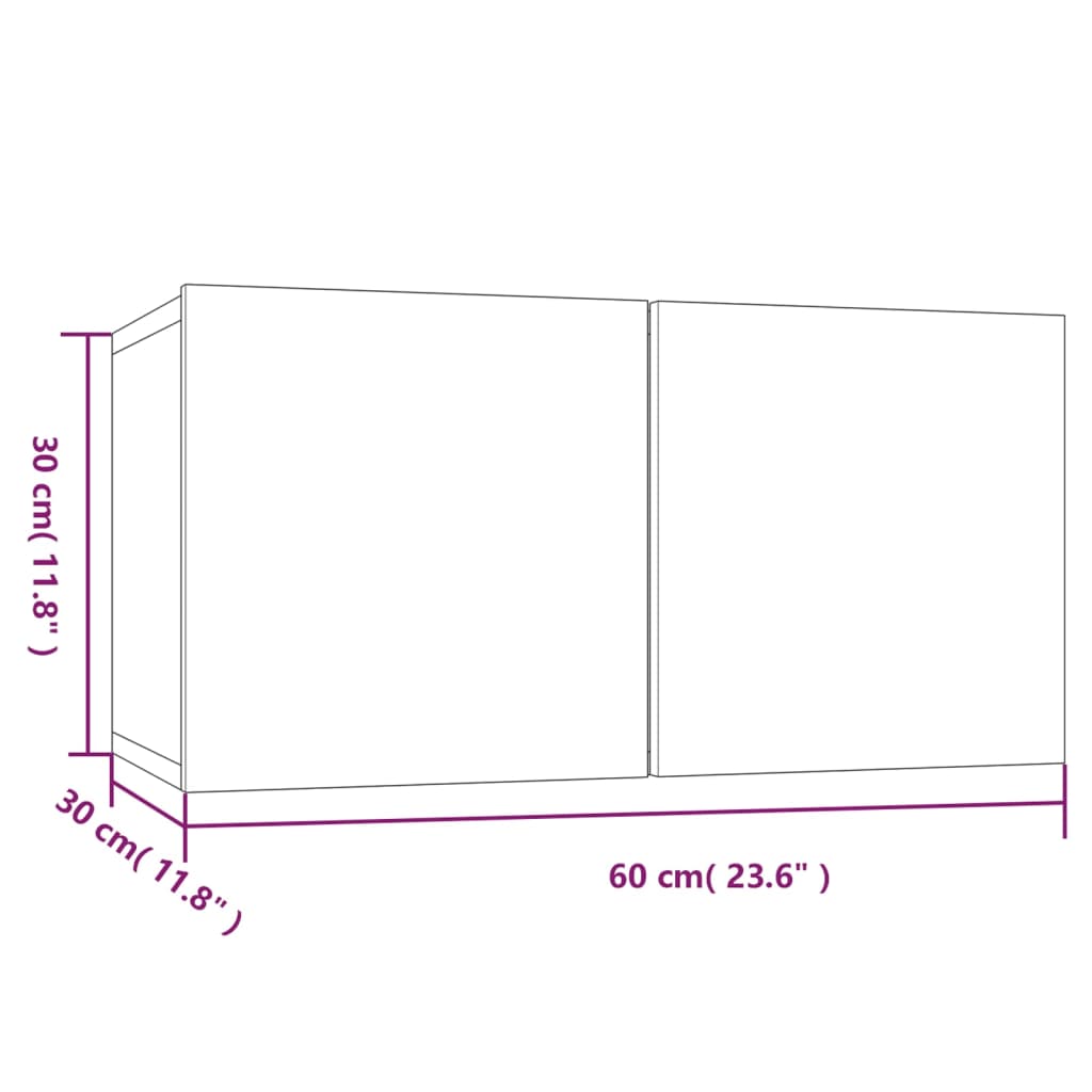 vidaXL Έπιπλα Τηλεόρασης Κρεμαστά Γκρι 60x30x30 εκ. Επεξ. Ξύλο