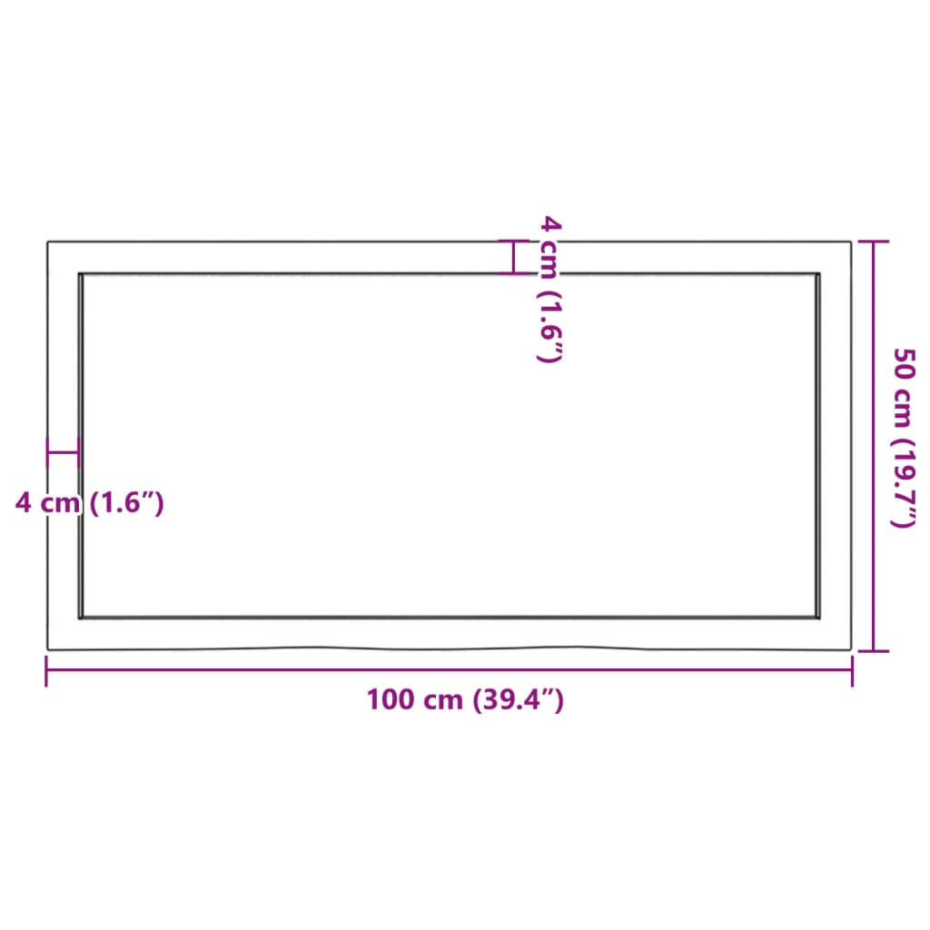 vidaXL Πάγκος Μπάνιου 100x50x(2-4) εκ. από Ακατέργαστο Μασίφ Ξύλο