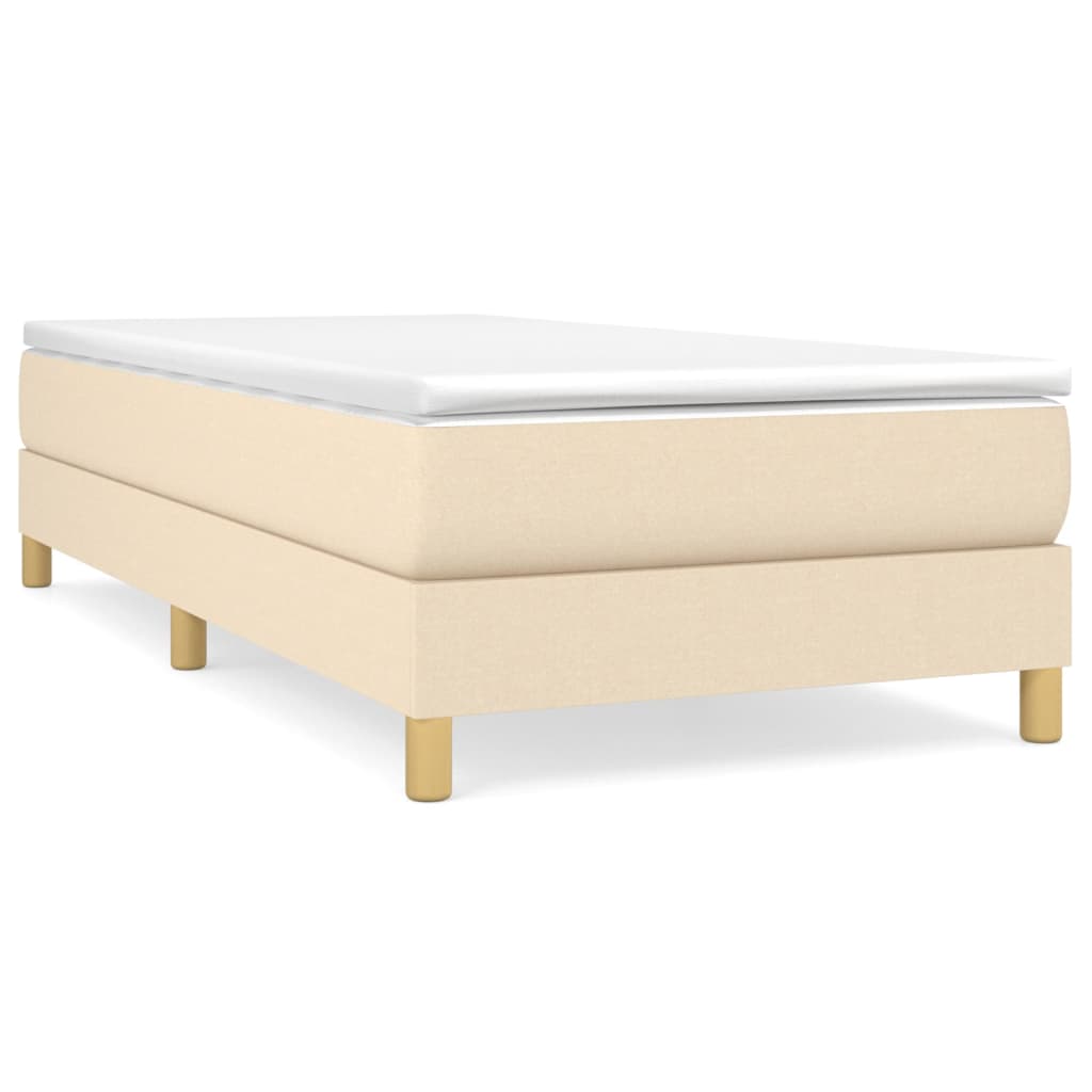 vidaXL Κρεβάτι Boxspring με Στρώμα Κρεμ 90x190 εκ.Υφασμάτινο