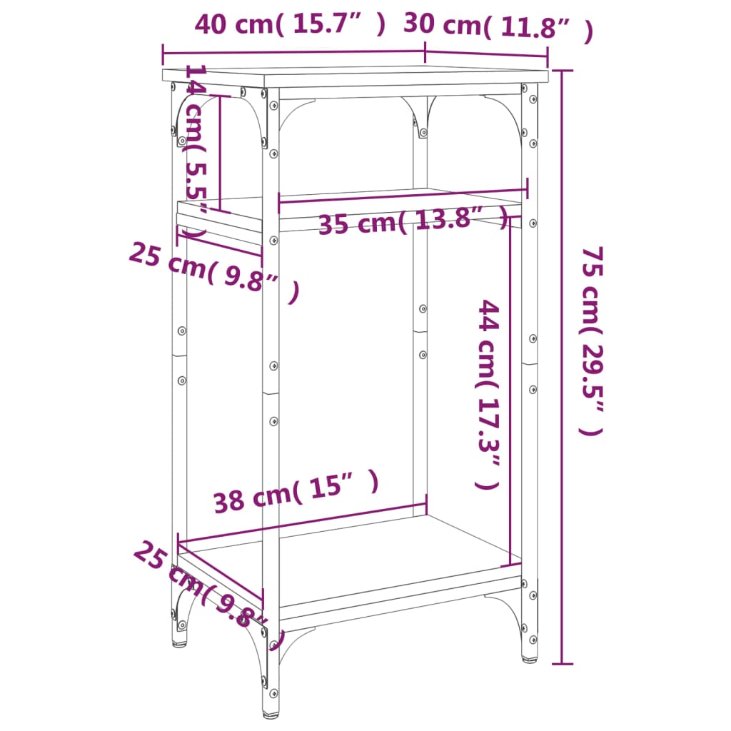 vidaXL Βοηθητικό Τραπέζι Sonoma Δρυς 40x30x75 εκ. Επεξεργασμένο Ξύλο