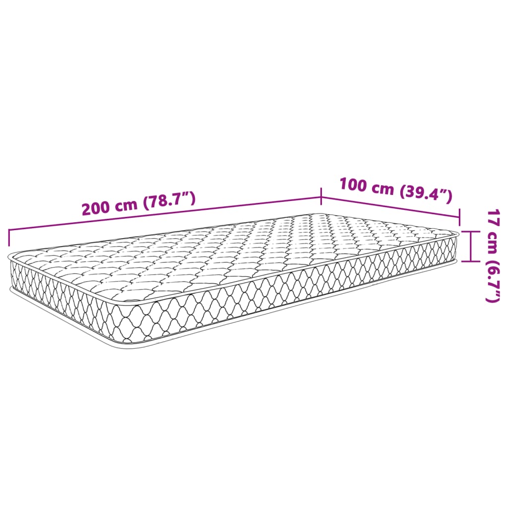 vidaXL Στρώμα με Αφρό Μνήμης Λευκό 100x200x17 εκ.