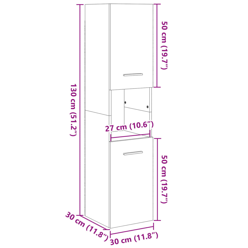 vidaXL Στήλη Μπάνιου Sonoma Δρυς 30 x 30 x 130 εκ. από Μοριοσανίδα