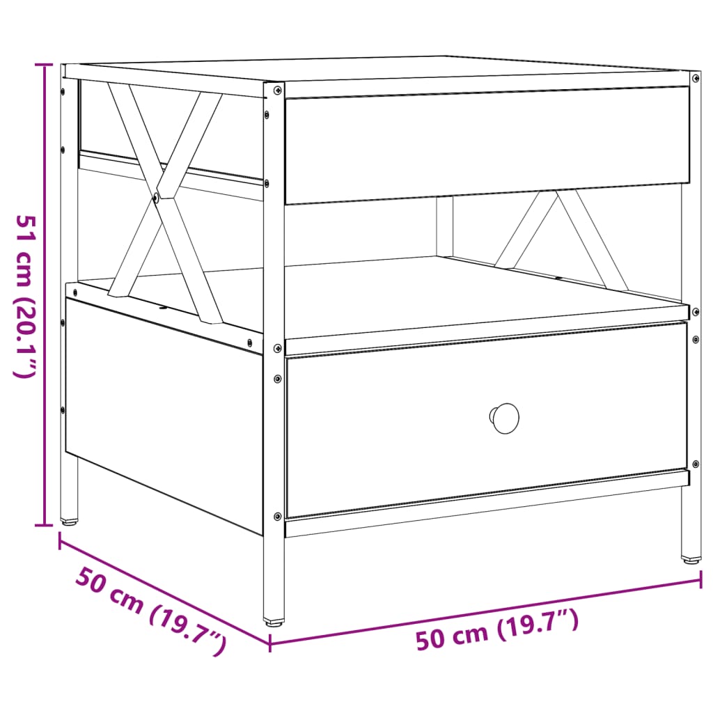 vidaXL Τραπεζάκι Σαλονιού Άπειρο Φως LED Γκρι Sonoma 50x50x51 εκ.