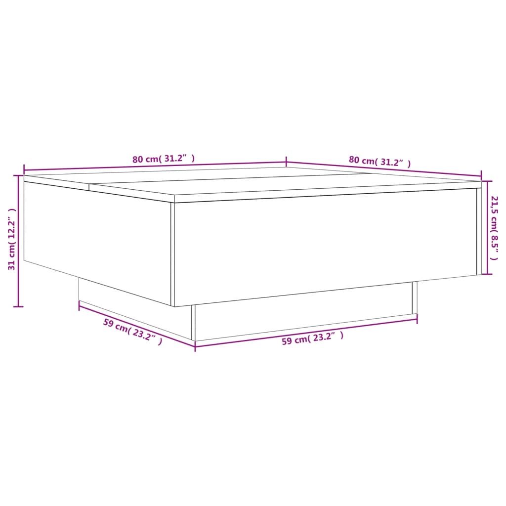 vidaXL Τραπεζάκι Σαλονιού Sonoma Δρυς 80 x 80 x 31 εκ. από Μοριοσανίδα