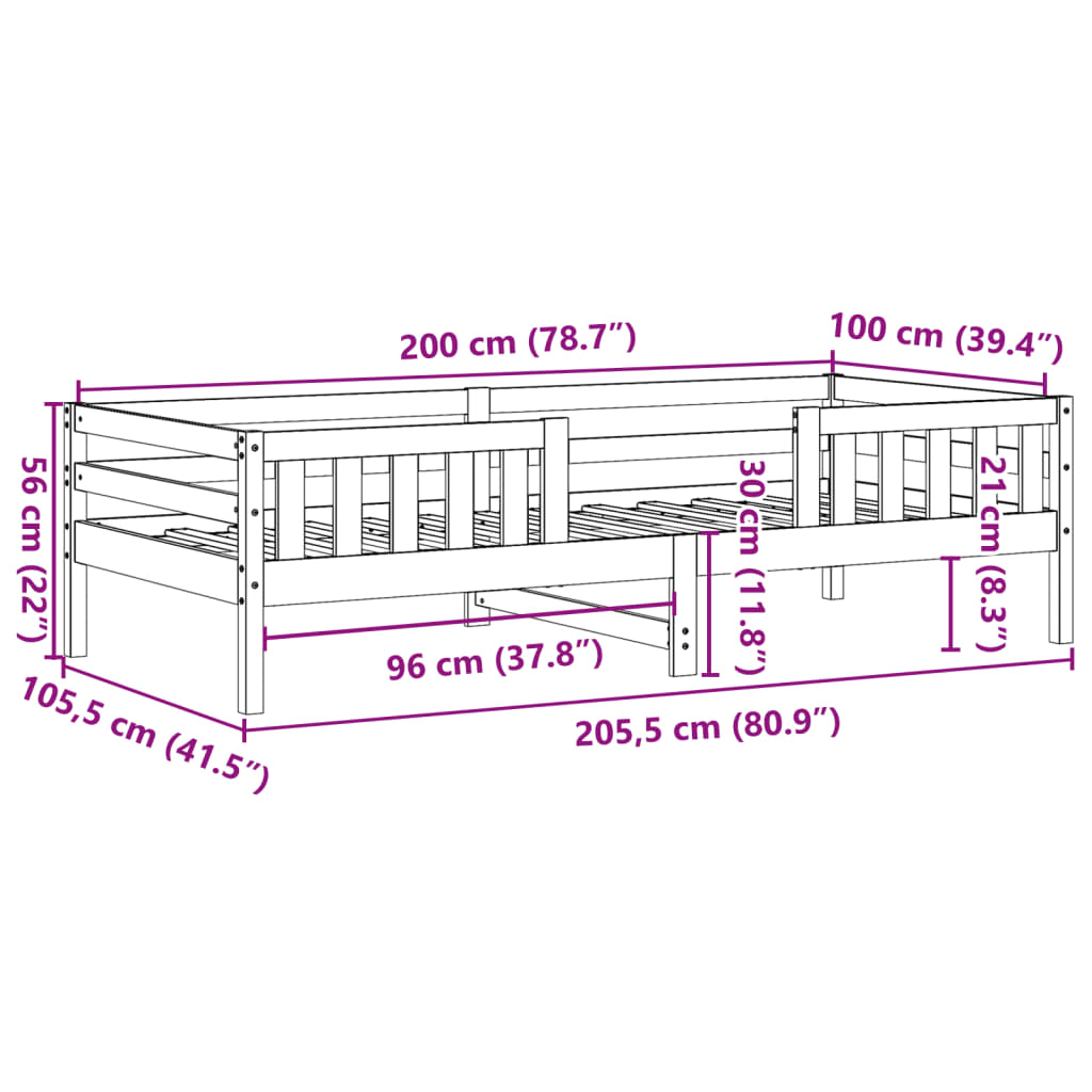 vidaXL Σκελετός Κρεβ. Χωρίς Στρώμα Καφέ Κεριού 100x200 εκ Μασίφ Πεύκο